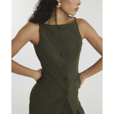 Khaki Square Neck Strappy Waistcoat sold by River Island