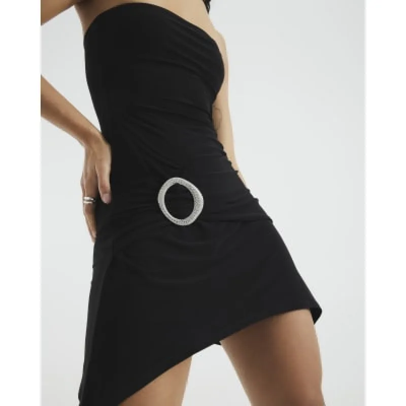 Black Bandeau Diamante Ring Dress sold by River Island
