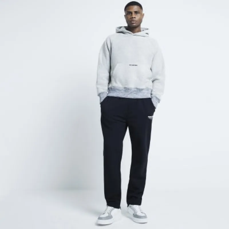 Grey Long Sleeved Textured Hoodie made by River Island