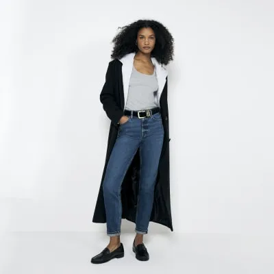 Blue Dark High waisted bum Sculpt Mom Jeans sold by River Island
