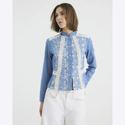 Blue Embroidered Lace Jacket sold by River Island