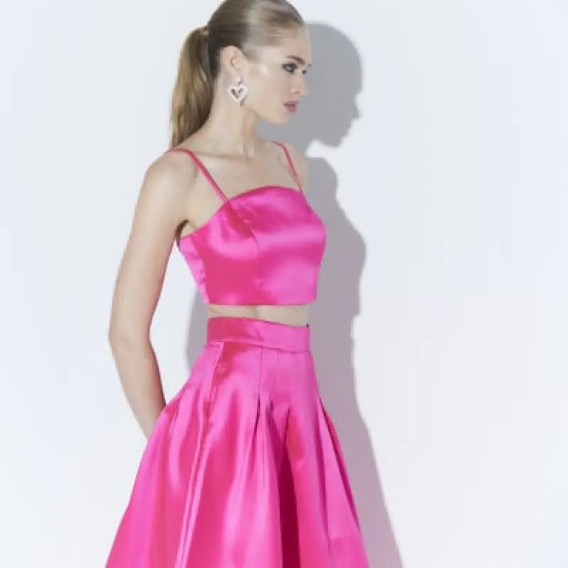 Pink Satin Bralette Crop Top sold by River Island