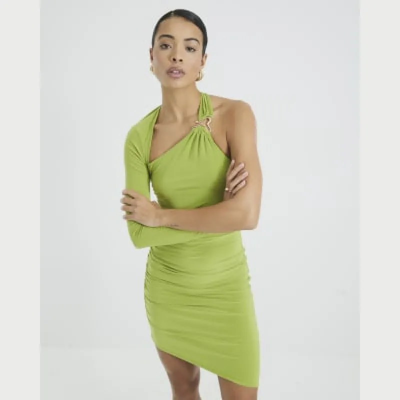 Lime Asymmetric Mini Dress sold by River Island