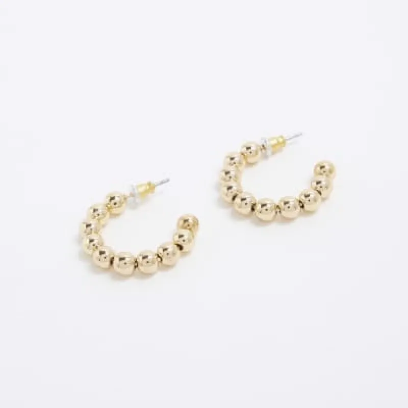 Gold Ball Mini Hoop Earrings sold by River Island