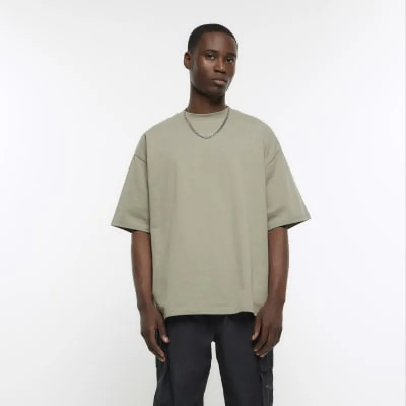 Khaki RI Studio oversized fit t-shirt sold by River Island