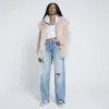 Pink oversized faux fur jacket sold by River Island