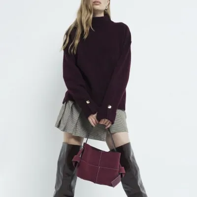 Red Suede Knot Tote Bag sold by River Island