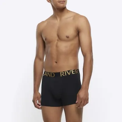 Black 4 Pack RI Cotton Stretch Trunks sold by River Island