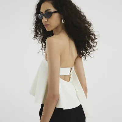 White Draped Bandeau Top sold by River Island