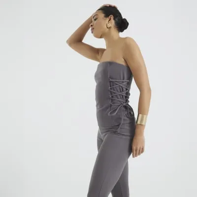 Grey Tie Detail Bandeau Top sold by River Island