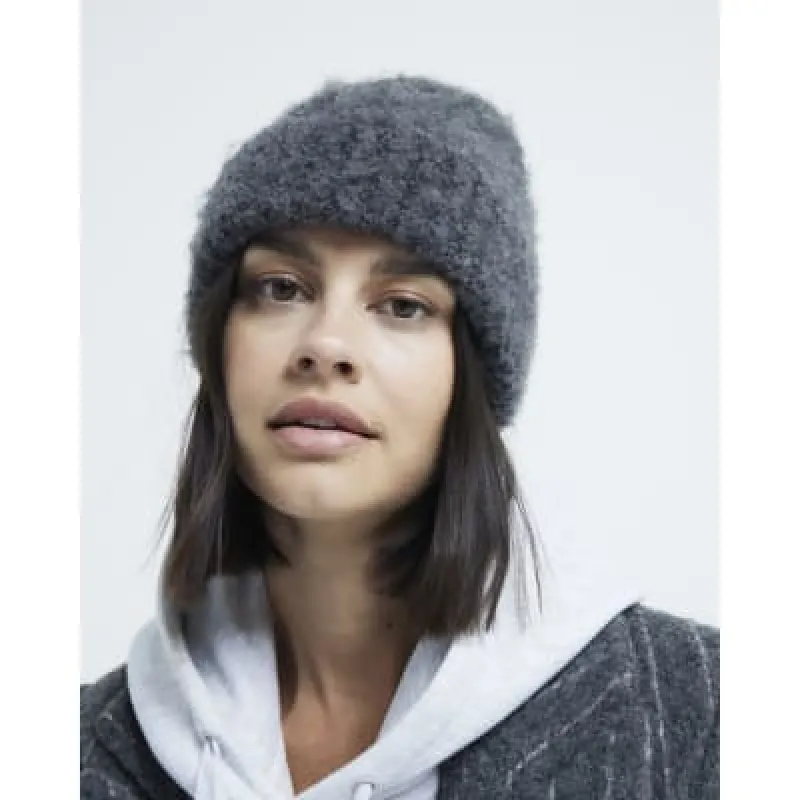 Grey Fluffy Beanie Hat sold by River Island