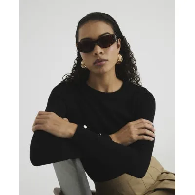 Black Cuff Lightweight Jumper sold by River Island