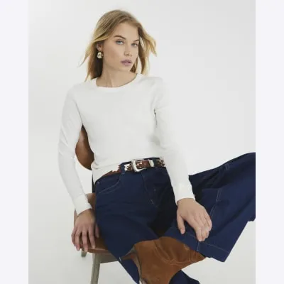 White Cuff Lightweight Jumper sold by River Island