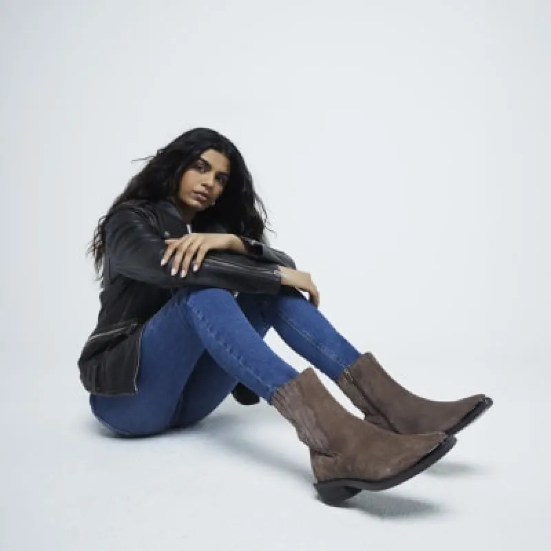 Beige Suede Western Ankle Boot sold by River Island