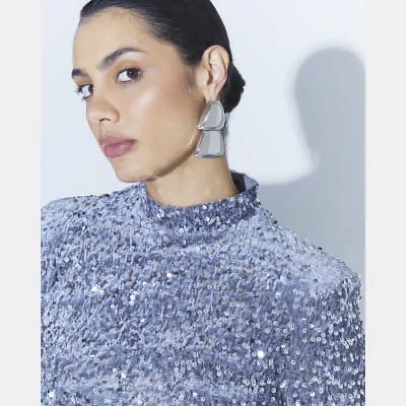 Silver Double Layered Drop Earrings sold by River Island