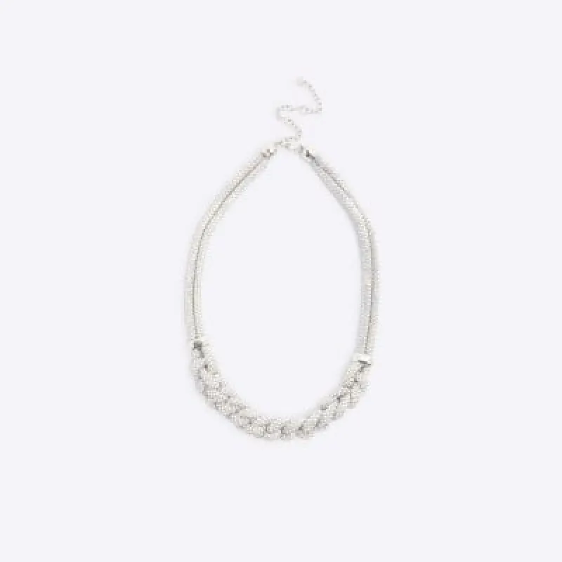 Silver Braided Necklace sold by River Island