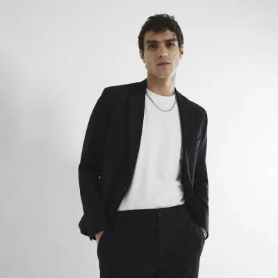Black Comfort Stretch Skinny Fit Suit Blazer sold by River Island
