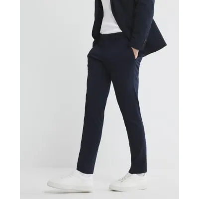 Navy Stretch Skinny Twill Suit Trousers sold by River Island