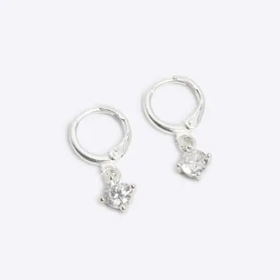 Silver Mini Drop Huggie Earrings sold by River Island