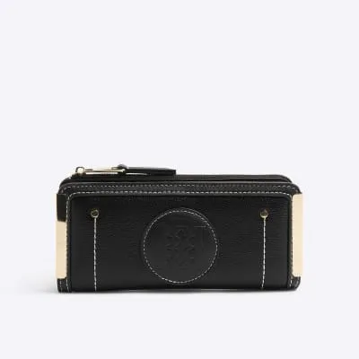 Black Faux Leather Embossed RI Patch Purse sold by River Island