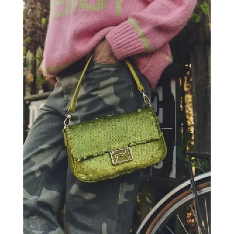 Green Sequin Shoulder Bag sold by River Island