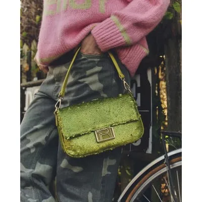 Green Sequin Shoulder Bag sold by River Island