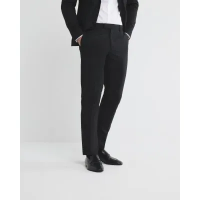 Black Stretch Skinny Fit Twill Suit Trousers sold by River Island