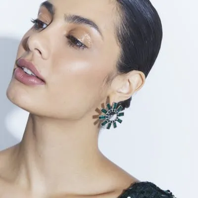 Green Circular Stud Earrings sold by River Island