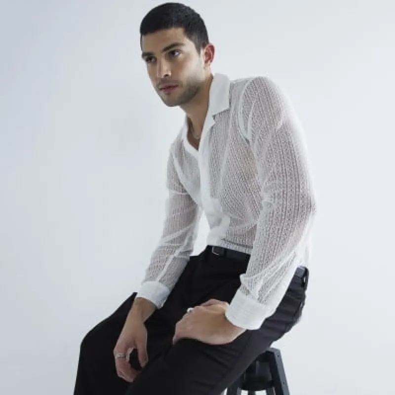 White Long Sleeve Lace Floral Shirt sold by River Island