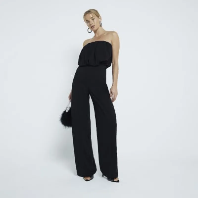 Black Bandeau Bubble Hem Jumpsuit sold by River Island
