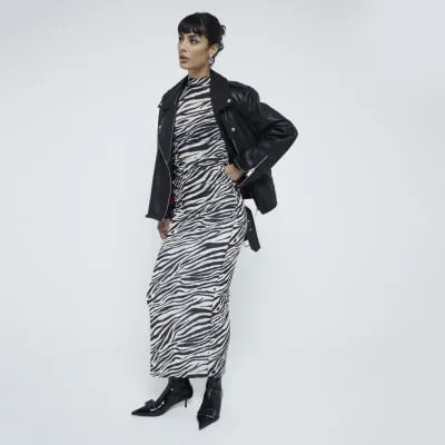 Black Mesh Zebra Print Skirt sold by River Island