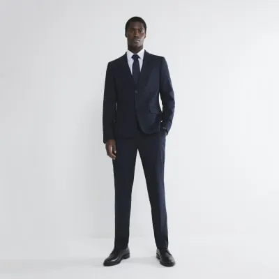 Navy Stretch Slim Fit Suit Trousers sold by River Island