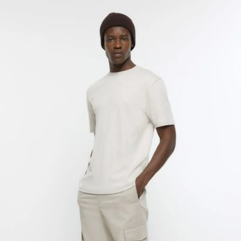 Beige RI Studio Slim Fit T-shirt sold by River Island