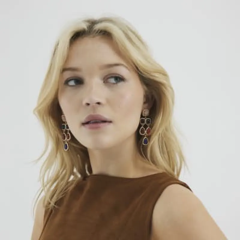 Multi Colour Bead Drop Earrings sold by River Island