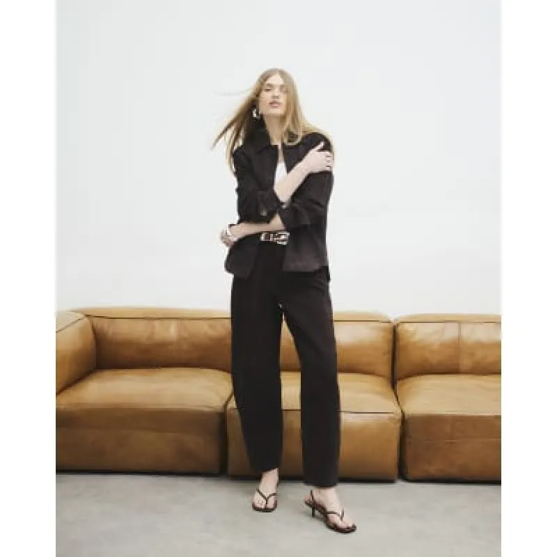 Brown Suede Barrel Leg Trousers sold by River Island