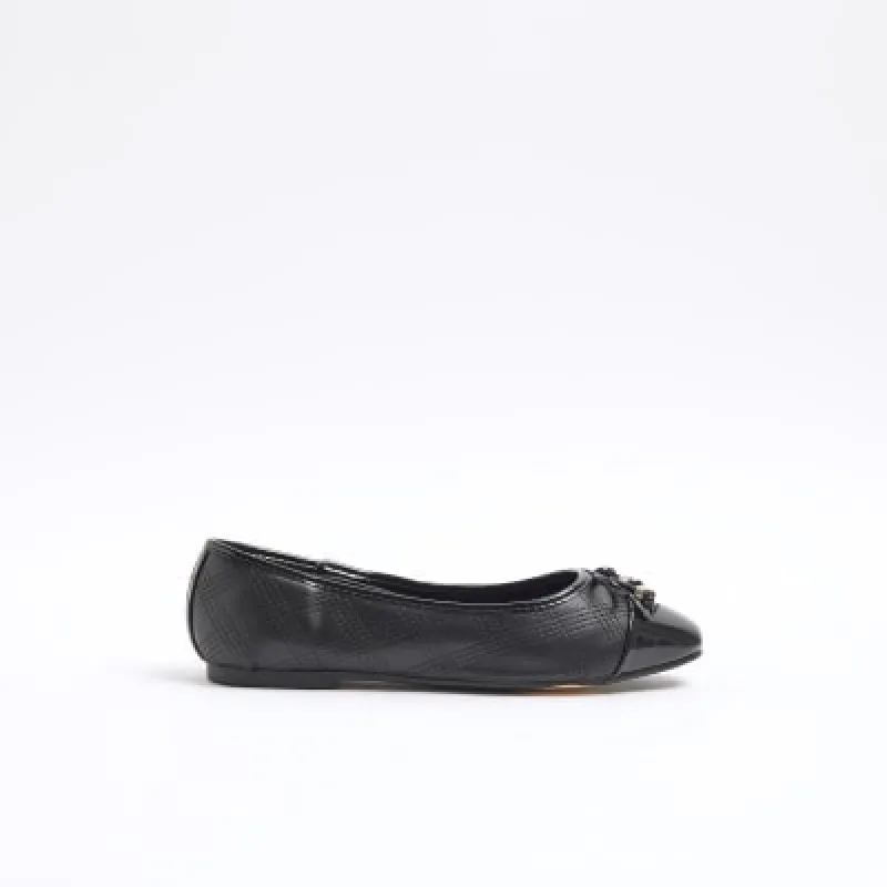 Black embroidered toe cap ballet pumps sold by River Island