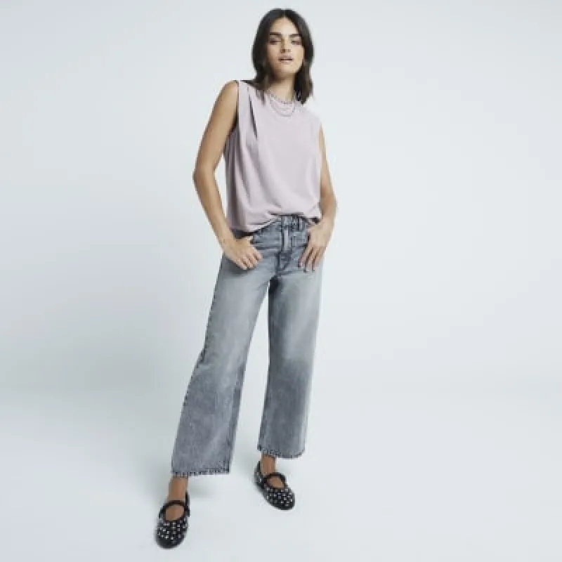 Pink washed pleated tank top sold by River Island
