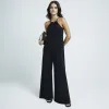 Black Wide Leg Slinky Jumpsuit sold by River Island