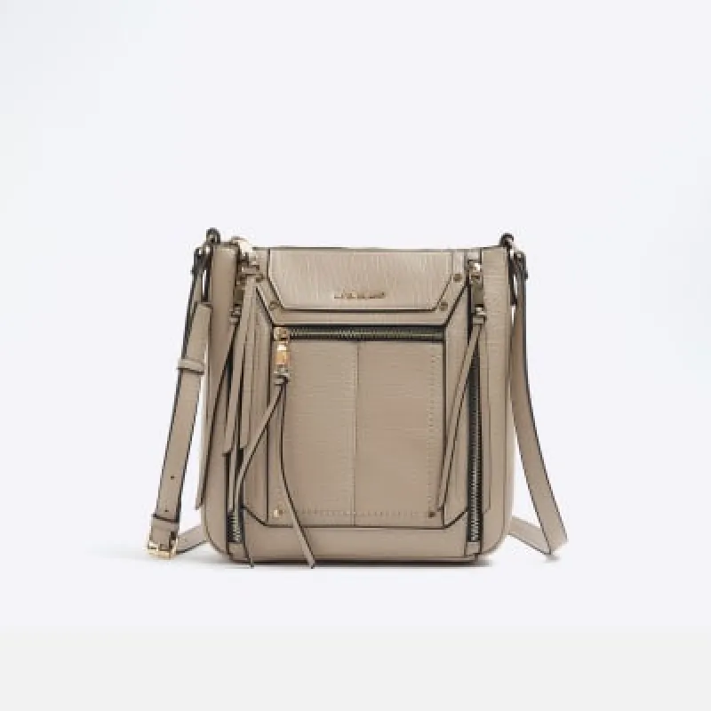 Beige Panelled Zip Cross Body Bag sold by River Island