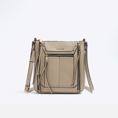 Beige Panelled Zip Cross Body Bag sold by River Island