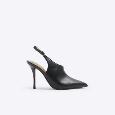 Black sling back heeled shoes sold by River Island