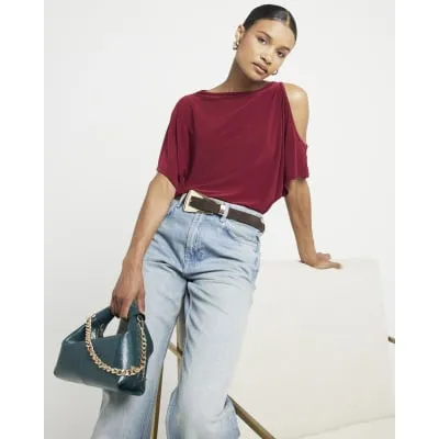 Red cold shoulder t-shirt sold by River Island