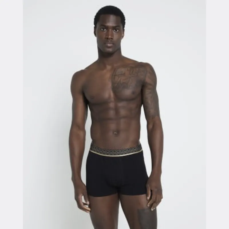 Black 4 Pack Metallic Checkerboard Trunks made by River Island