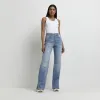 Blue high waisted straight leg jeans sold by River Island