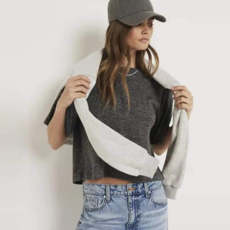 Grey boxy t-shirt sold by River Island