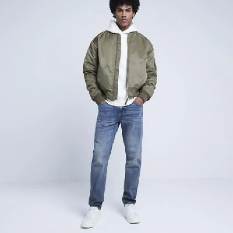 Khaki Regular Fit Bomber Jacket sold by River Island