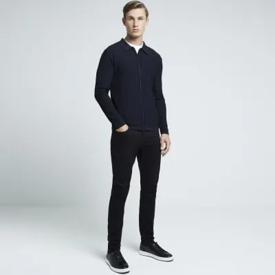 Black slim fit zip up jumper sold by River Island