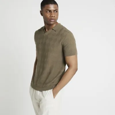 Green slim fit diamond stitch t-shirt sold by River Island
