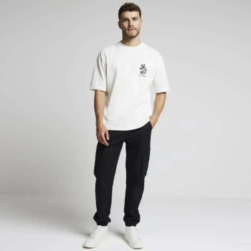 Ecru oversized fit graphic print t-shirt sold by River Island