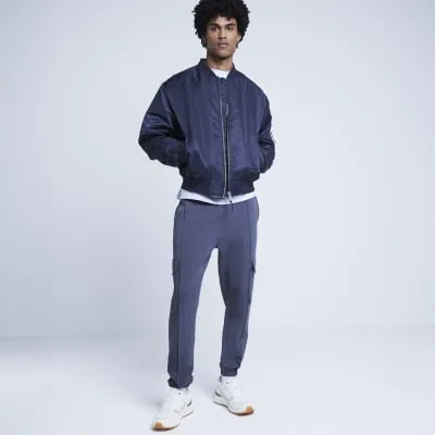Navy Regular Fit Bomber Jacket sold by River Island
